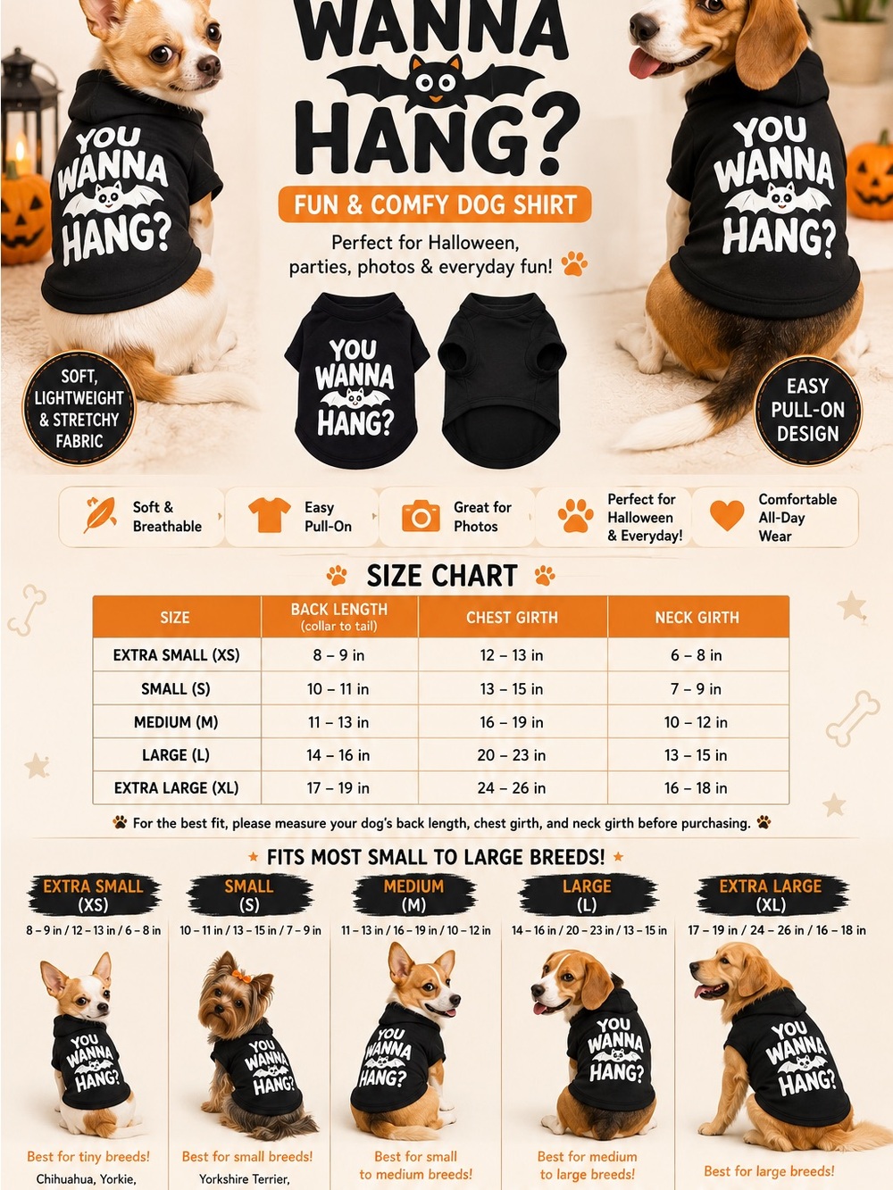 Wanna Hang? Black Dog Shirt - Fun & Comfy Pull-On Tee
